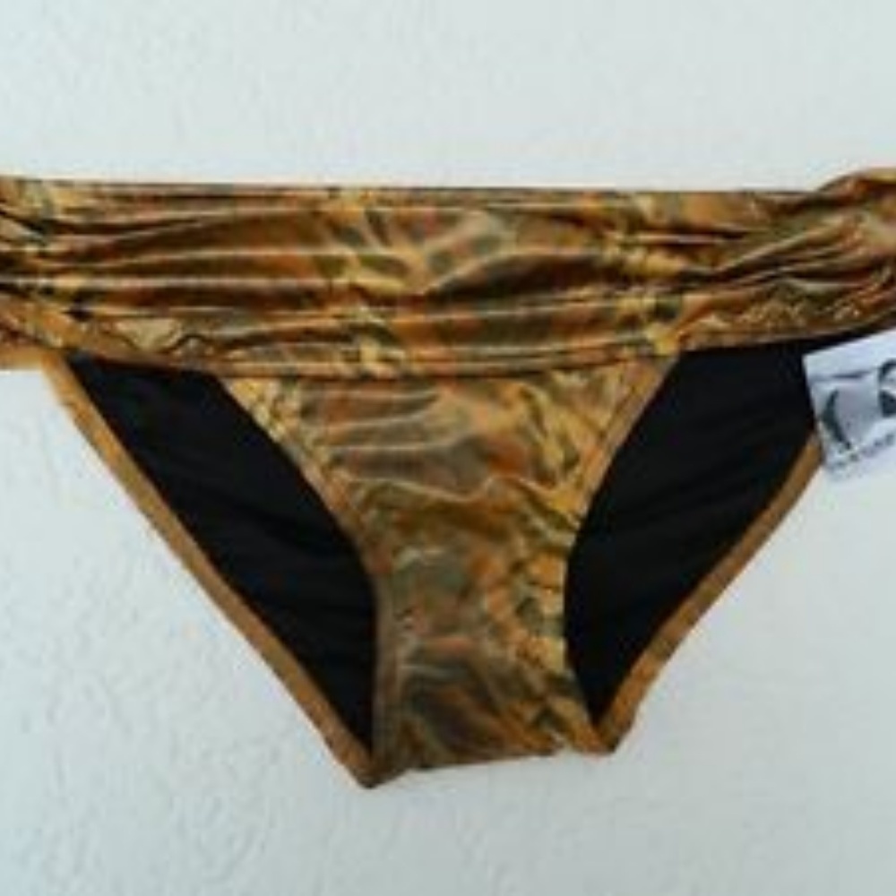 VS Swim Low Rise Bikini Bottom Gold Zebra